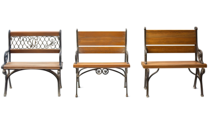 Various Styles of Outdoor Benches for Parks and Waiting Areas Generative AI