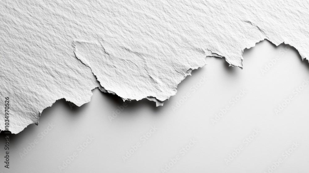 Poster a piece of torn white paper reveals textured edges against a clean, smooth background, highlighting 