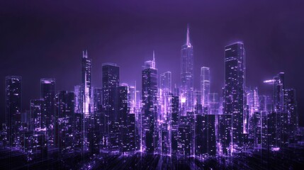 Fototapeta premium Purple Cityscape Night