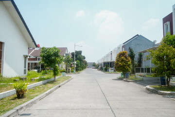 Modern Suburban Houses Along The Road