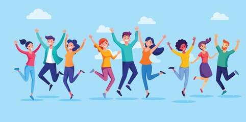 group of people in happy