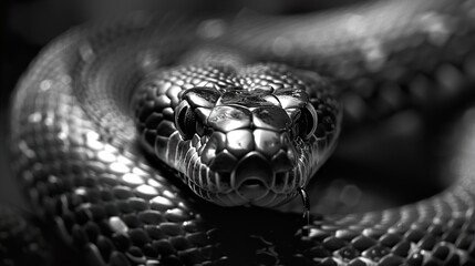 Black and White Snake Close Up Photography
