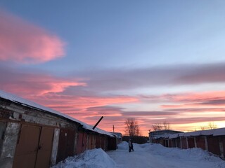 sunset in the city
