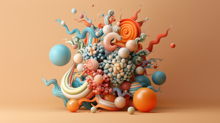 Fototapeta premium Abstract 3D Colorful Shapes and Spheres