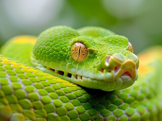 Fototapeta premium Close Up of a Green Snake's Eye