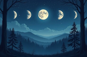 Phases of the Moon. Moon lunar cycle.