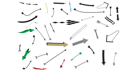 Set of hand drawn tools. Hand drawn arrows tool icon set