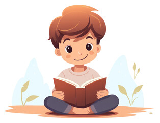 PNG A child reading cartoon cute cross-legged.
