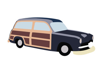 Surfing Woodie retro style car transportation vehicle vector illustration.