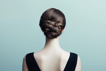 Elegant salon updo with intricate details, showcasing a luxurious and professional hairstyle finish.