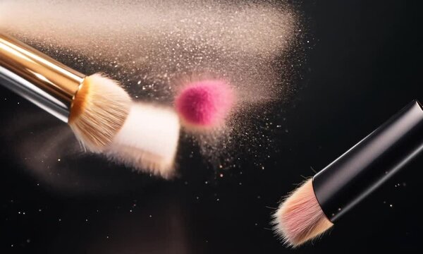 Makeup brushes with powder burst