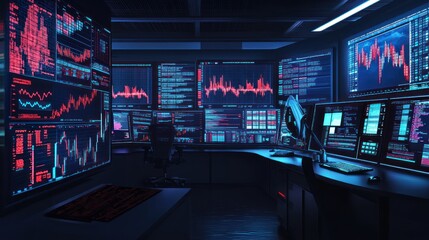 Trading Room with Multiple Screens