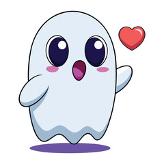 A cartoon character with a heart in the background