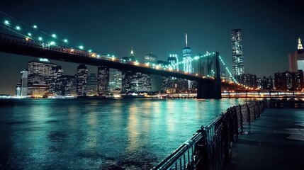 Night View of Brooklyn Bridge