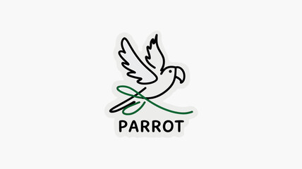 Colorful Parrot Illustration Flying Over Lush Green Forest