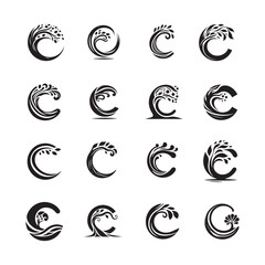 Alphabet Letter C with Tree Shape Silhouette Vector Logo Design Collection, Perfect for Nature Branding, Organic Product Labels, Environmental Awareness Campaigns, and Creative Design Projects.

