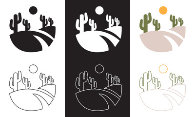 landscape and nature icon set,  Vector illustration isolated on white and black background. 