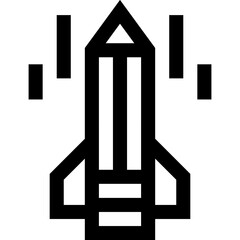 Vector Icon Online, learning, pencil, rocket, launch