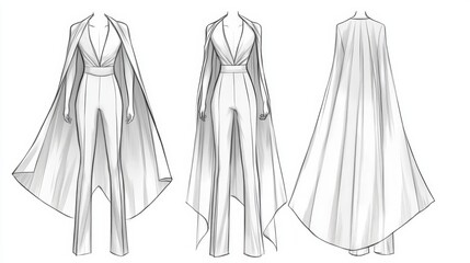 Ultra detailed, photorealistic fashion design sketch of a structured midi dress with a boat neckline