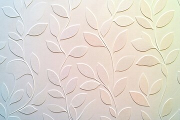 Fototapeta premium Elegant White Embossed Leaf Pattern Wallpaper