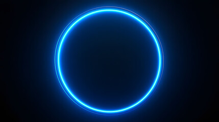 Vibrant blue neon circle illuminated by dynamic flashes, showcasing a striking solarizing effect, high-resolution visual impact.