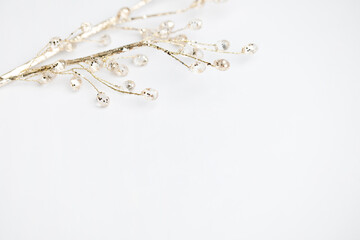 Gold Christmas decoration on white background