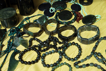 wrist bracelets made of semi-precious ornamental stone (serpentine) are handmade