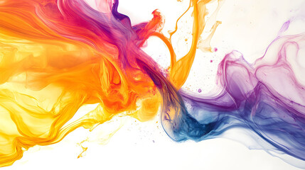Vibrant Fluid Abstract Design, swirling colors blend seamlessly on a clean white backdrop, creating a captivating visual experience.