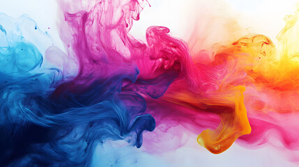 Fototapeta premium Colorful Fluid Abstract Art Wallpaper, vibrant motion patterns blending seamlessly on a clean white backdrop, perfect for modern decor.