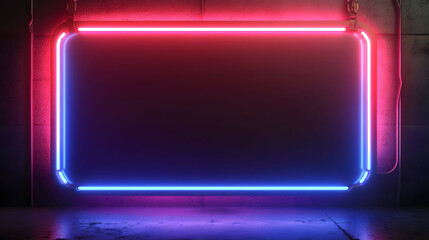 Obraz premium Neon Glow Frame on Black Background, vibrant neon sign mock-up, digital game art asset, cool cartoonish design for game development