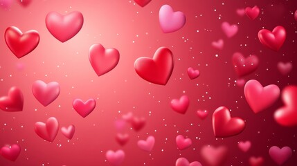 A red background with pink heart icons floating around, perfect for Valentine's Day and love messages.