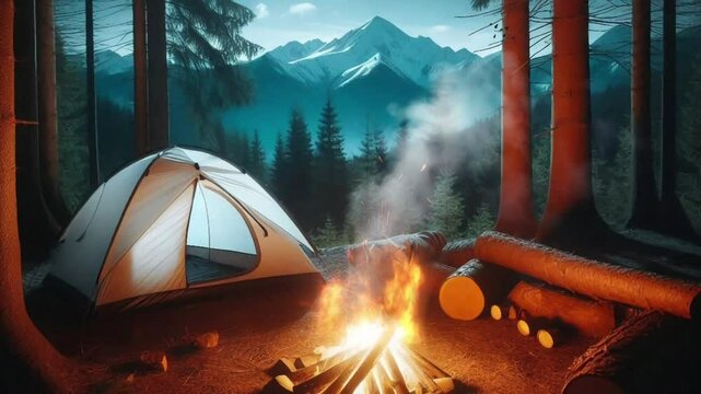 camping in the mountains