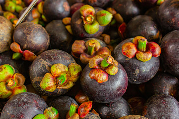 Mangosteen for sale at fruit. in Bangkok.