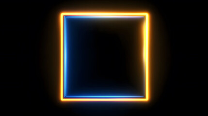 Neon Motion Graphic Frame, vibrant two-tone blue and yellow lights in a Cyberpunk theme, dynamic overlay on black backdrop.