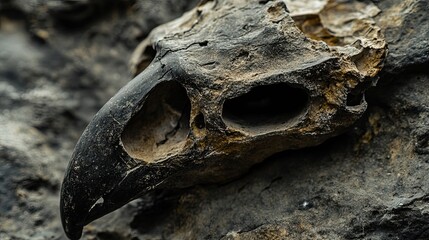 Fossilized Skull of an Ancient Bird