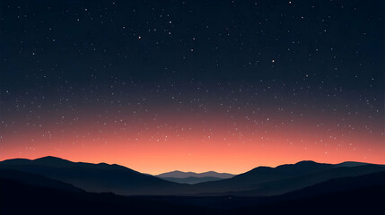 Fototapeta premium Night Sky with Stars Over Mountain Range - Tranquil and Serene Landscape