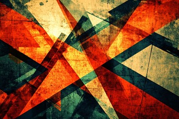 Abstract Geometric Artwork with Grunge Texture
