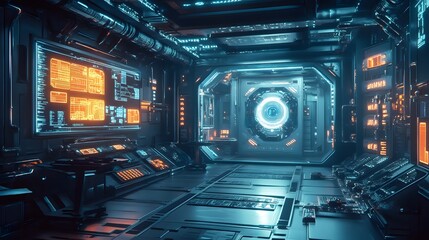 Obraz premium science lap, sci-fi corridor. 