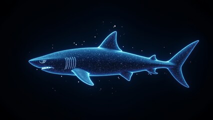 Fototapeta premium shark in hologram view isolated on dark background