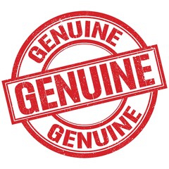GENUINE written word on red stamp sign