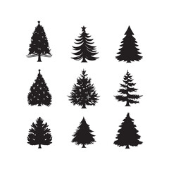 set of christmas trees