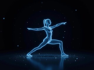 Fototapeta premium hologram display of woman doing healthy exercise movements