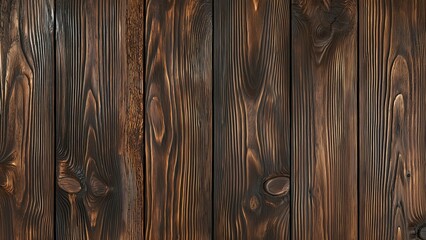 Dark Brown Wooden Surface with Visible Grain Patterns and Natural Imperfections