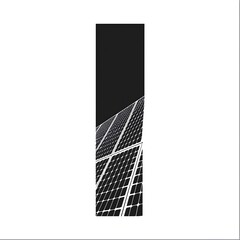 I letters Silhouette Solar panel isolated on white background, I letters Solar panel logo silhouette on a white background