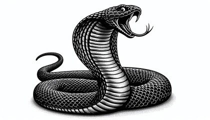 Fototapeta premium cobra snake striking pose,sketch engraving.