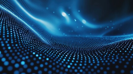 Obraz premium Blue Waves of Dots in Digital Space