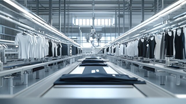 Automated Clothing Sorting Conveyor System in a Modern Factory