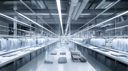 Obraz premium Minimalist White Clothing Display in a Modern Retail Space