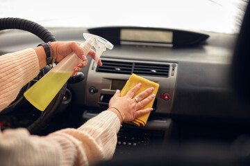 Cleaning ordinary dusty car interior and ventilation.