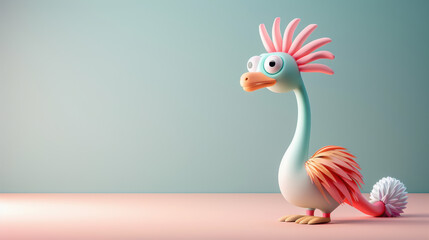 Fototapeta premium Cartoon Bird on a Pink Background